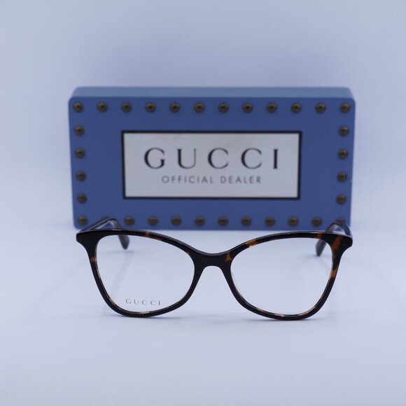 Gucci GG1360O 002 Cat Eye Eyeglasses - Dark Havana 53mm - Picture 4 of 12